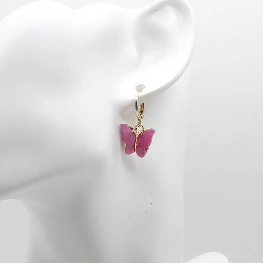 Aretes de Mariposa Rosa / Blanco