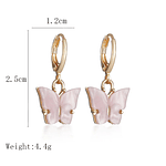 Aretes de Mariposa Rosa / Blanco