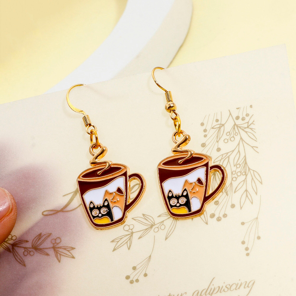 Aretes / Pendientes Tazas de cafe con gatos