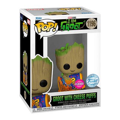 Funko Pop #1196 I Am Groot: Groot with Cheese Puffs (FLOCKED)