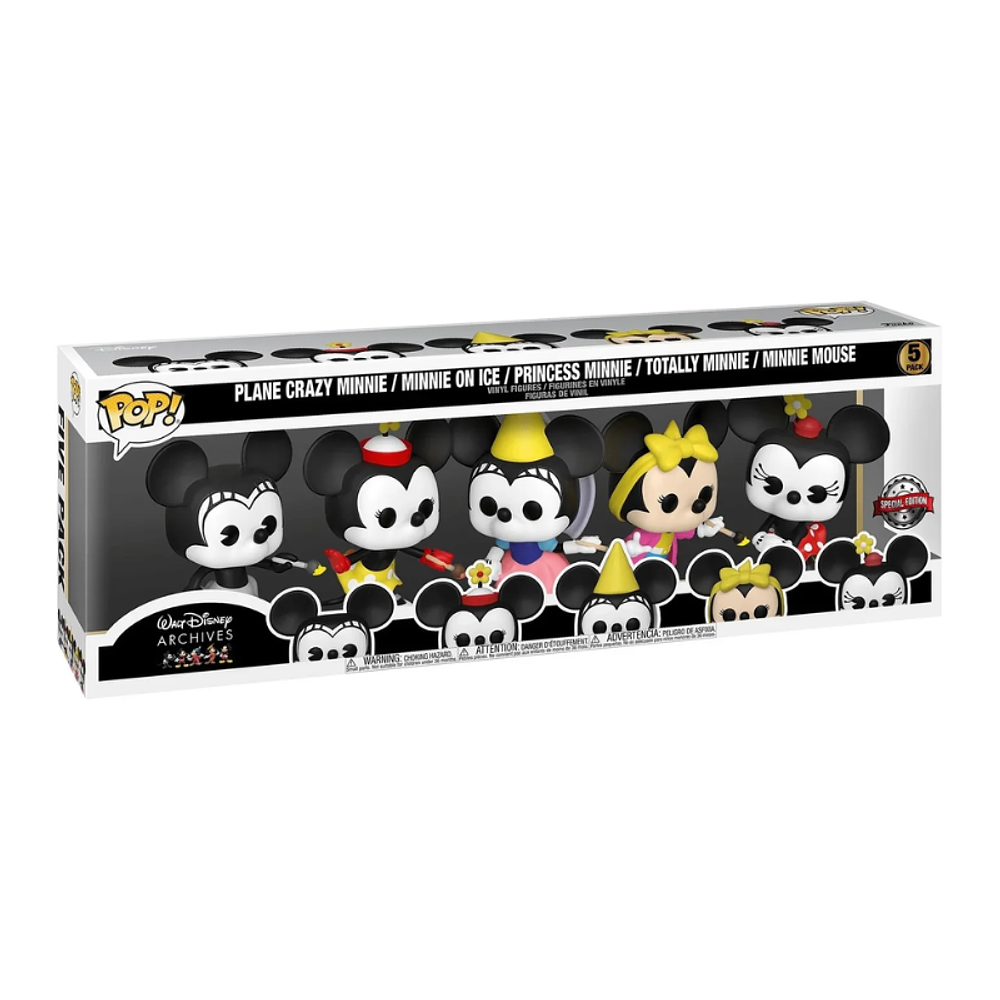 Funko Pop #5 Pack Walt Disney Archives: Plane Crazy Minnie / Minnie on Ice / Princess Minnie / Totally Minnie / Minnie Mouse