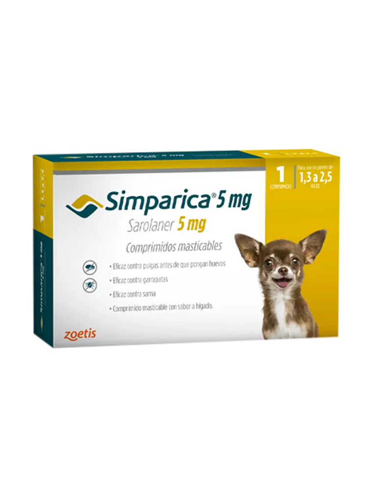 SIMPARICA PERRO 5 MG PARA 1.3 A 2.5 KG 1