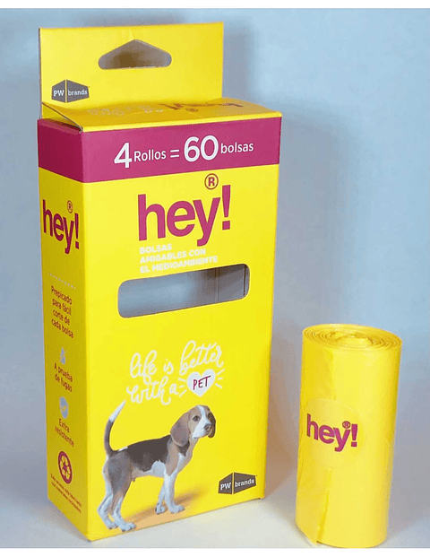 HEY CAJA 4 ROLLOS DE 15 BOLSAS 33X23 CM