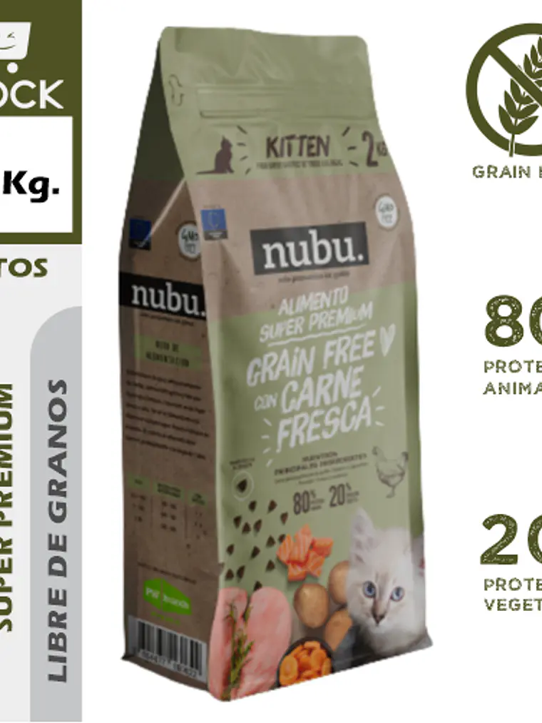 ALIMENTO SUPER PREMIUM NUBU KITTEN  2 KG 1
