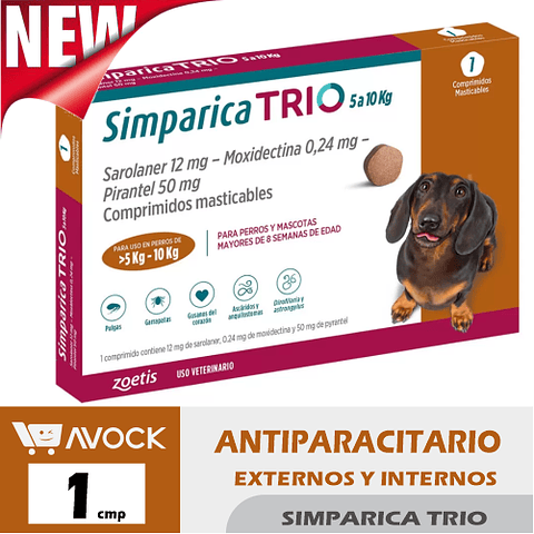 SIMPARICA TRIO PERRO PARA 5 a 10 kg
