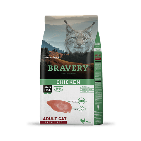 Bravery Gato Esterilizado Pollo 7 Kg