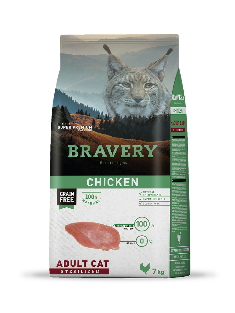 Bravery Gato Esterilizado Pollo 7 Kg 1