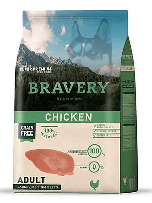 BRAVERY PERRO ADULTO POLLO  12 KG