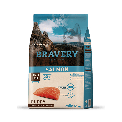 BRAVERY PERRO CACHORRO SALMON 12 KG