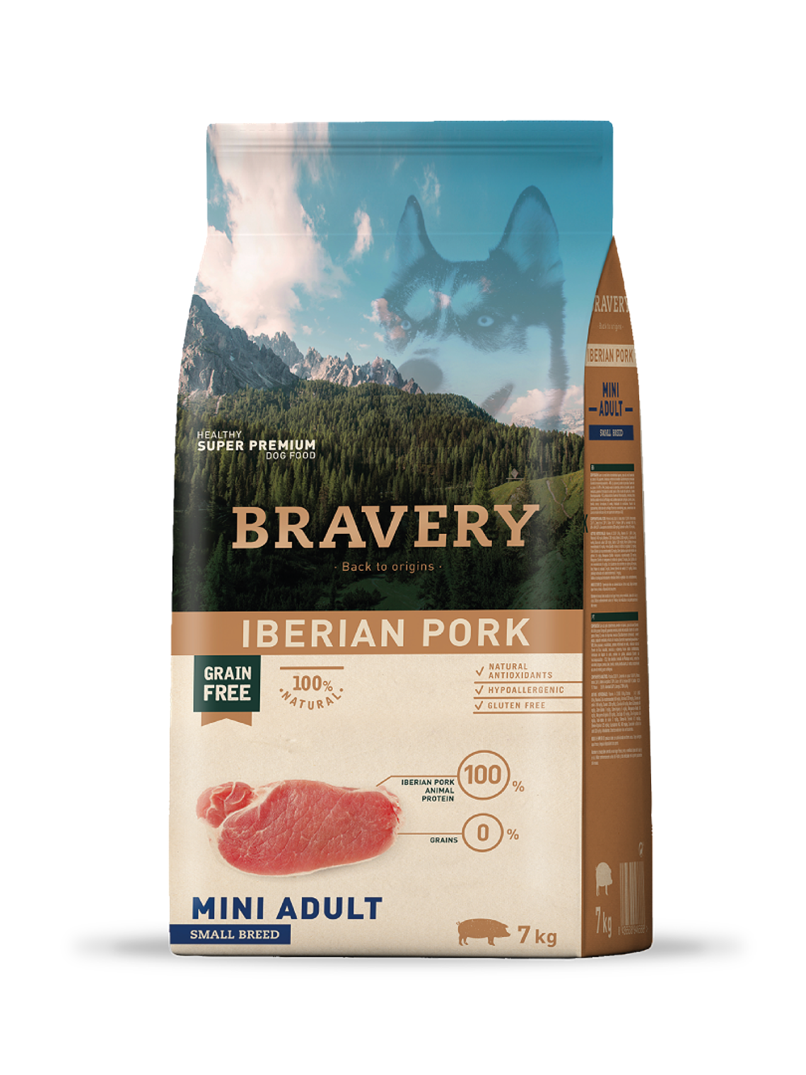 BRAVERY PERRO ADULTO RAZA PEQUEÑA CERDO IBERICO 7 KG 1