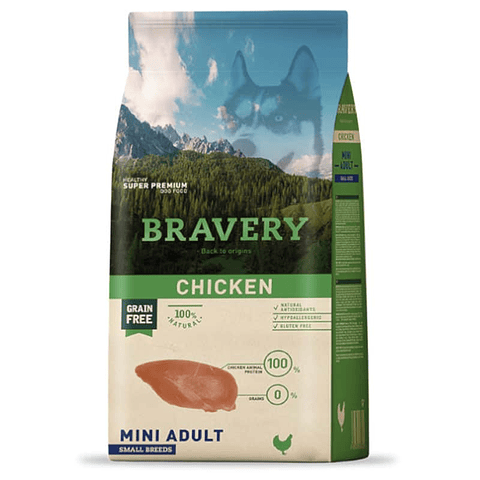 BRAVERY PERRO ADULTO RAZA PEQUEÑA POLLO 7 KG