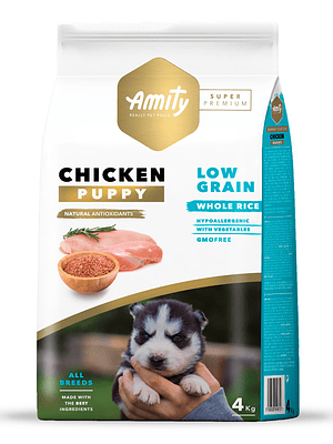 AMITY PERRO CACHORRO BAJO EN GRANOS POLLO 4 KG 