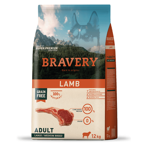BRAVERY PERRO ADULTO CORDERO 12 KG