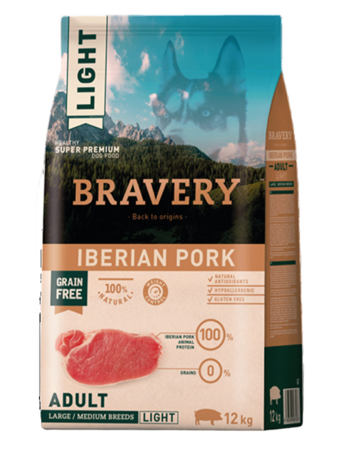 BRAVERY PERRO ADULTO LIGHT CERDO IBERICO 12 KG 1