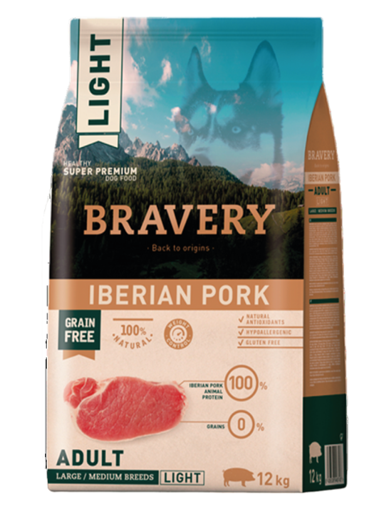 BRAVERY PERRO ADULTO LIGHT CERDO IBERICO 12 KG 1