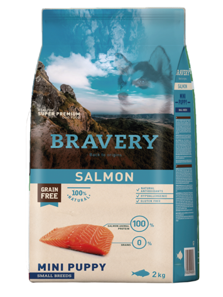 BRAVERY PERRO CACHORRO RAZA PEQUEÑA SALMON 2 KG 1