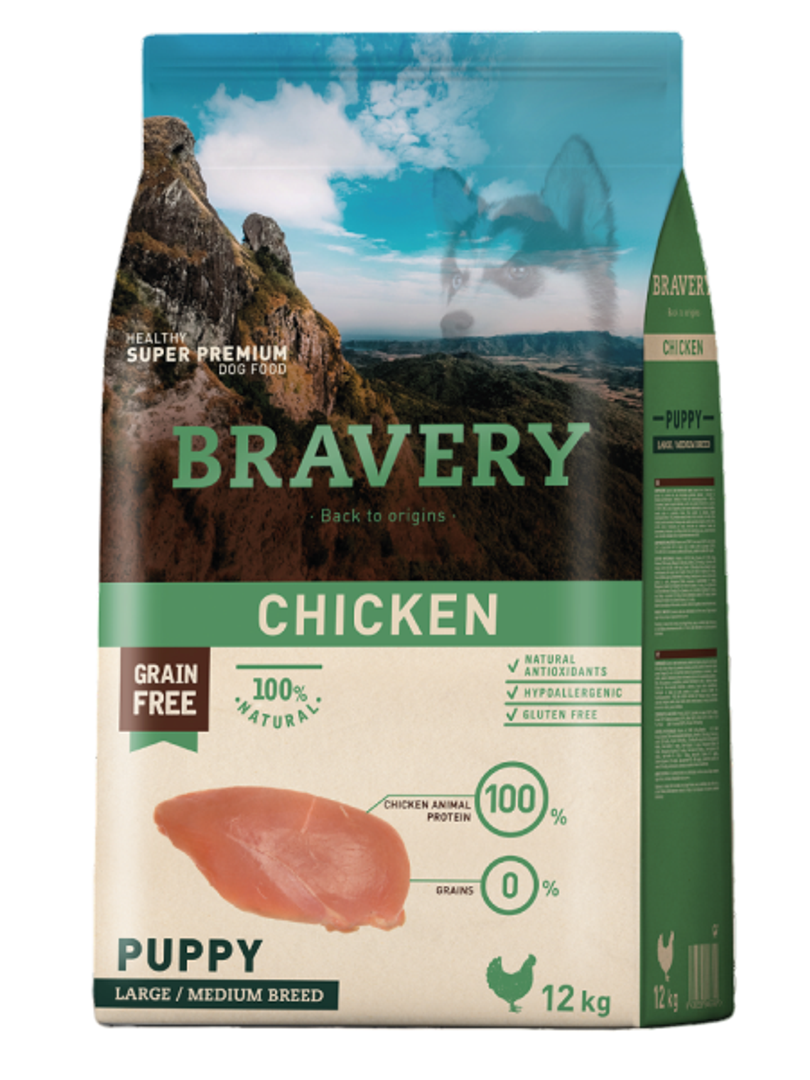BRAVERY PERRO CACHORRO POLLO 12 KG 1