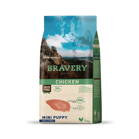 Bravery Perro Cachorro Pollo 7 Kg
