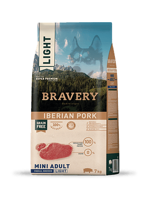 BRAVERY PERRO ADULTO RAZA PEQUEÑA LIGHT CERDO IBERICO 7 KG