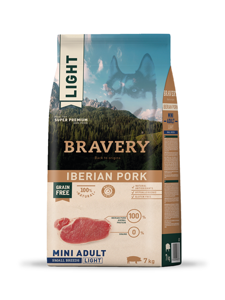 BRAVERY PERRO ADULTO RAZA PEQUEÑA LIGHT CERDO IBERICO 7 KG 1