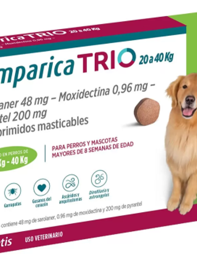 SIMPARICA TRIO PERRO PARA 20 a 40 KG  1 COMP 1