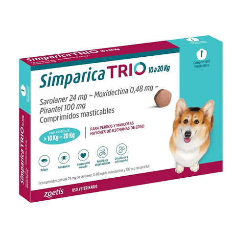 SIMPARICA TRIO PERRO PARA 10 a 20 KG 1 COMP