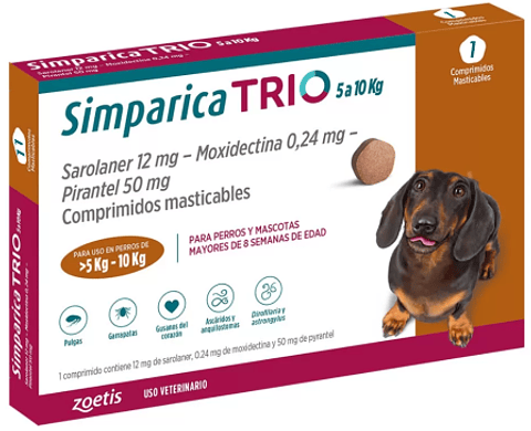 SIMPARICA TRIO PERRO 5 A 10 KG 3 COMP