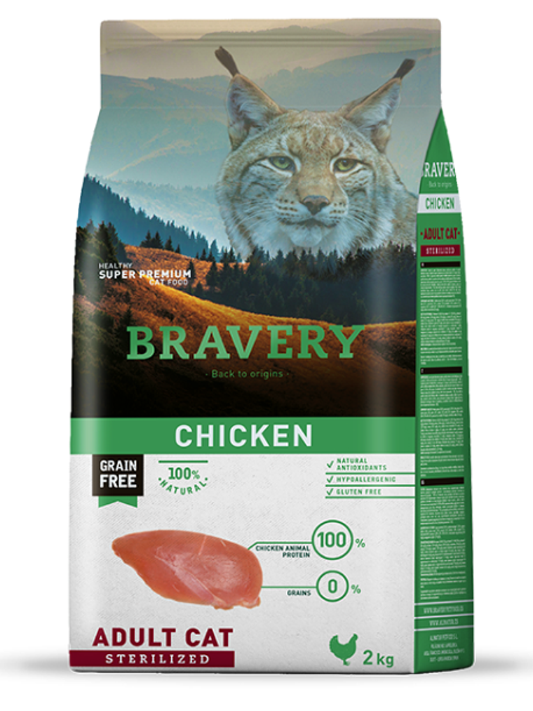 BRAVERY CHICKEN ADULT CAT STERILIZED 2 KG 1