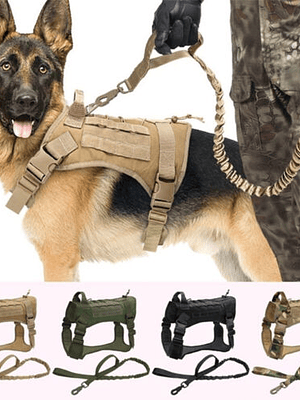 Chaleco Arnés Negro y De Camuflaje Táctico Para Perros Medianos Y Grandes