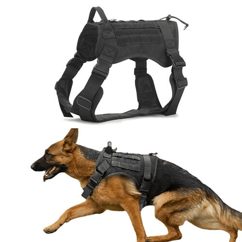 Chaleco Arnés Negro y De Camuflaje Táctico Para Perros Medianos Y Grandes