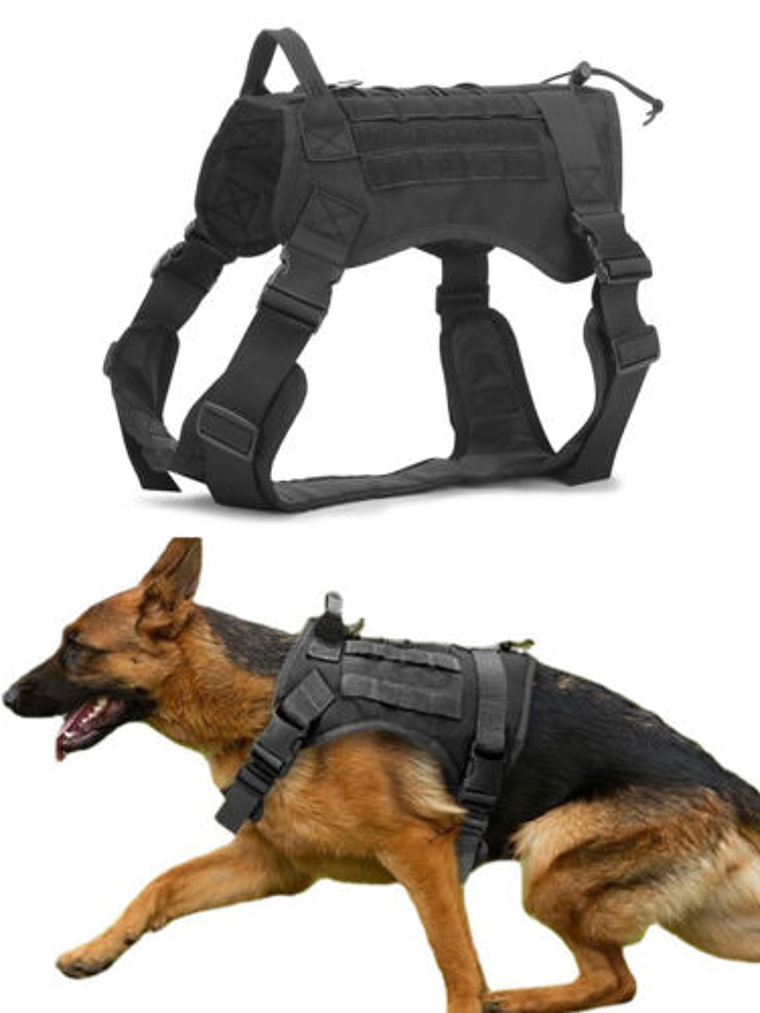 Chaleco Arnés Negro y De Camuflaje Táctico Para Perros Medianos Y Grandes 1
