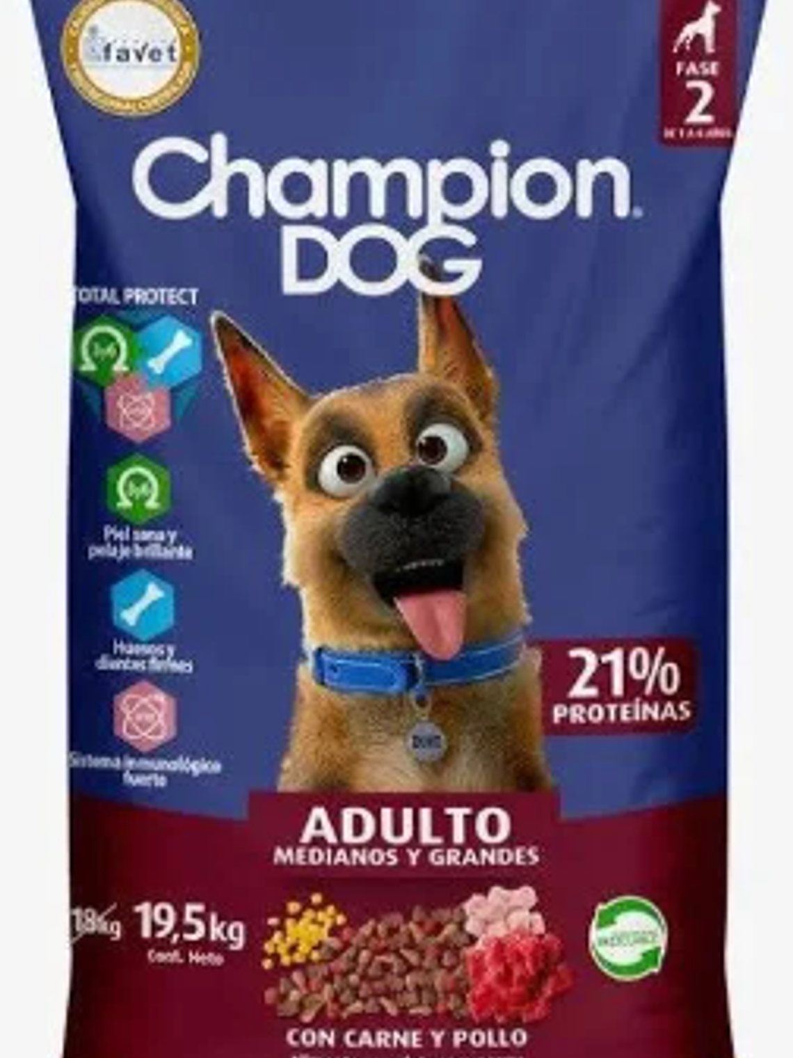 CHAMPION DOG ADULTO  19.5 KG , CARNE, POLLO , 1,5K EXTRA   1