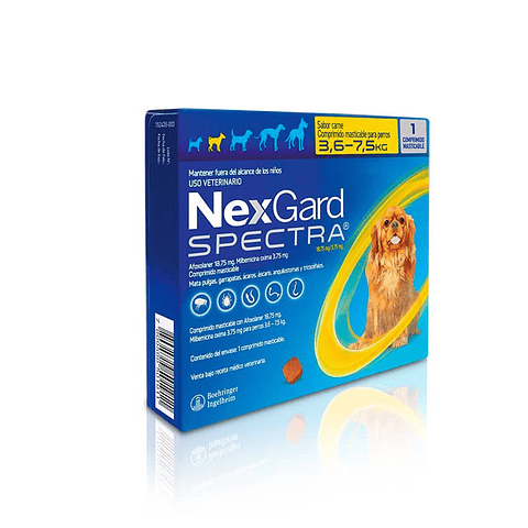 NEXGARD SPECTRA DE 3,6-7,5 KG - ANTIPARASITARIO MASTICABLE