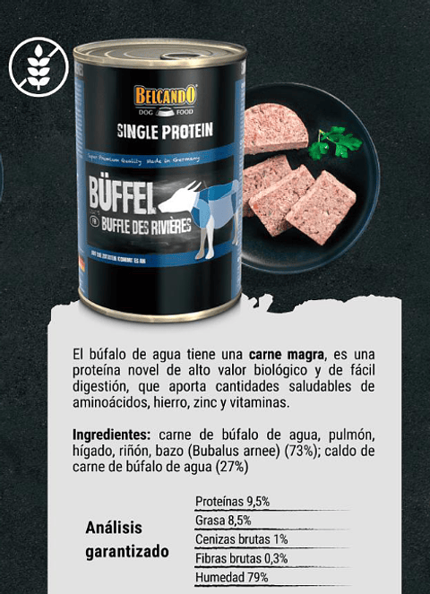 BELCANDO LATAS SINGLE PROTEIN BUFALO DE AGUA 400 GR