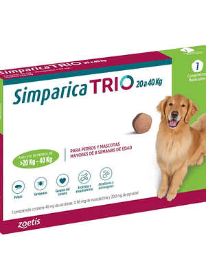 SIMPARICA TRIO PERRO PARA 20 a 40 KG 3 COMP