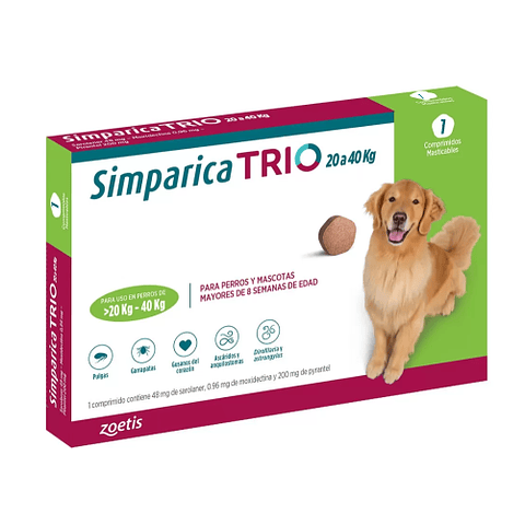 SIMPARICA TRIO PERRO PARA 20 a 40 KG 3 COMP