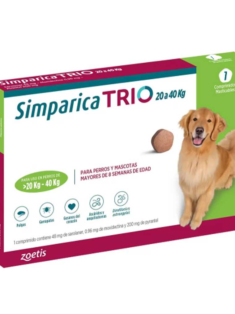 SIMPARICA TRIO PERRO PARA 20 a 40 KG 3 COMP 1