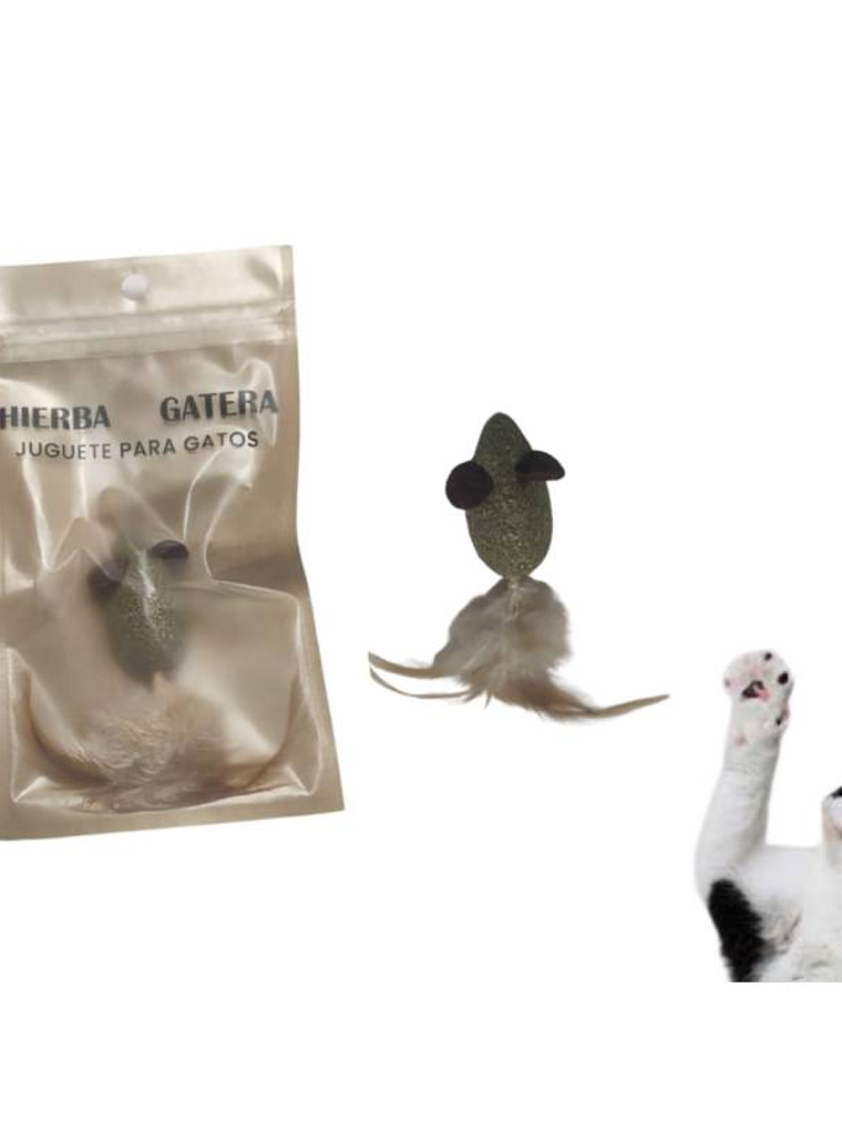 Juguete ratón de hierba gatera con plumas  para gatos 3