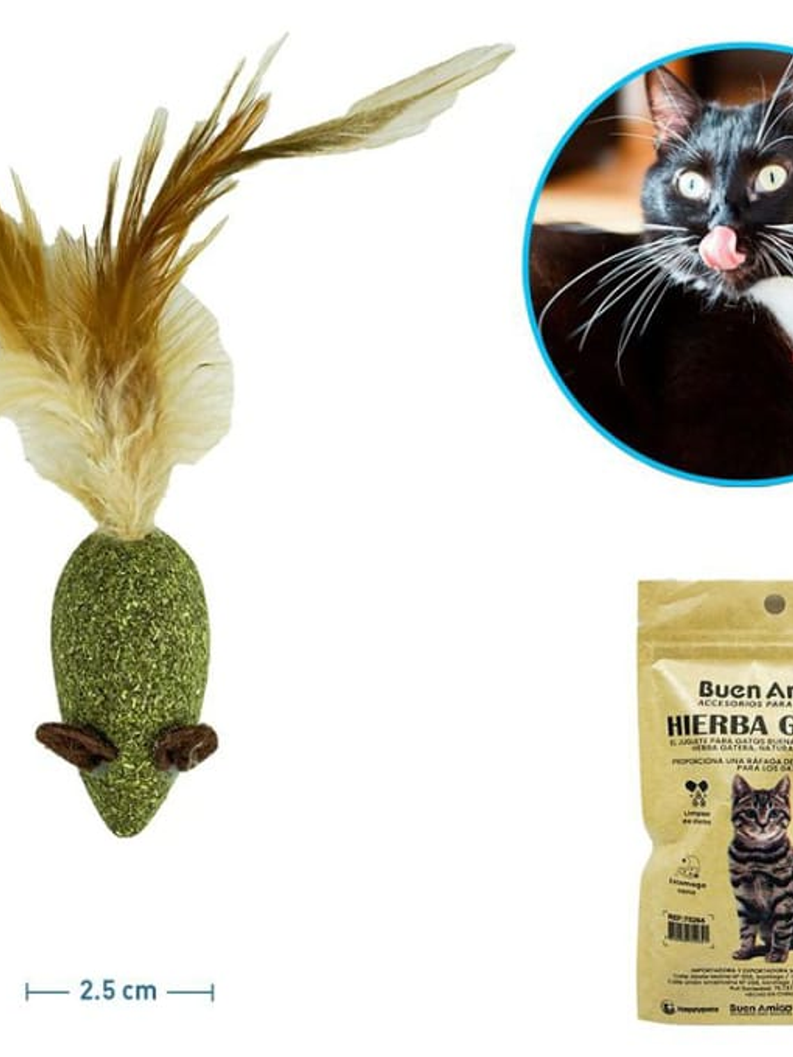 Juguete ratón de hierba gatera con plumas  para gatos 1