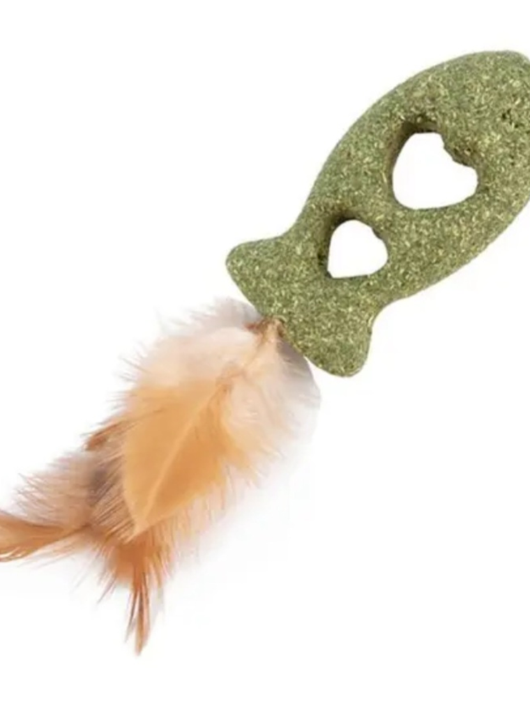 Juguete Catnip Pez corazones con Plumas 2