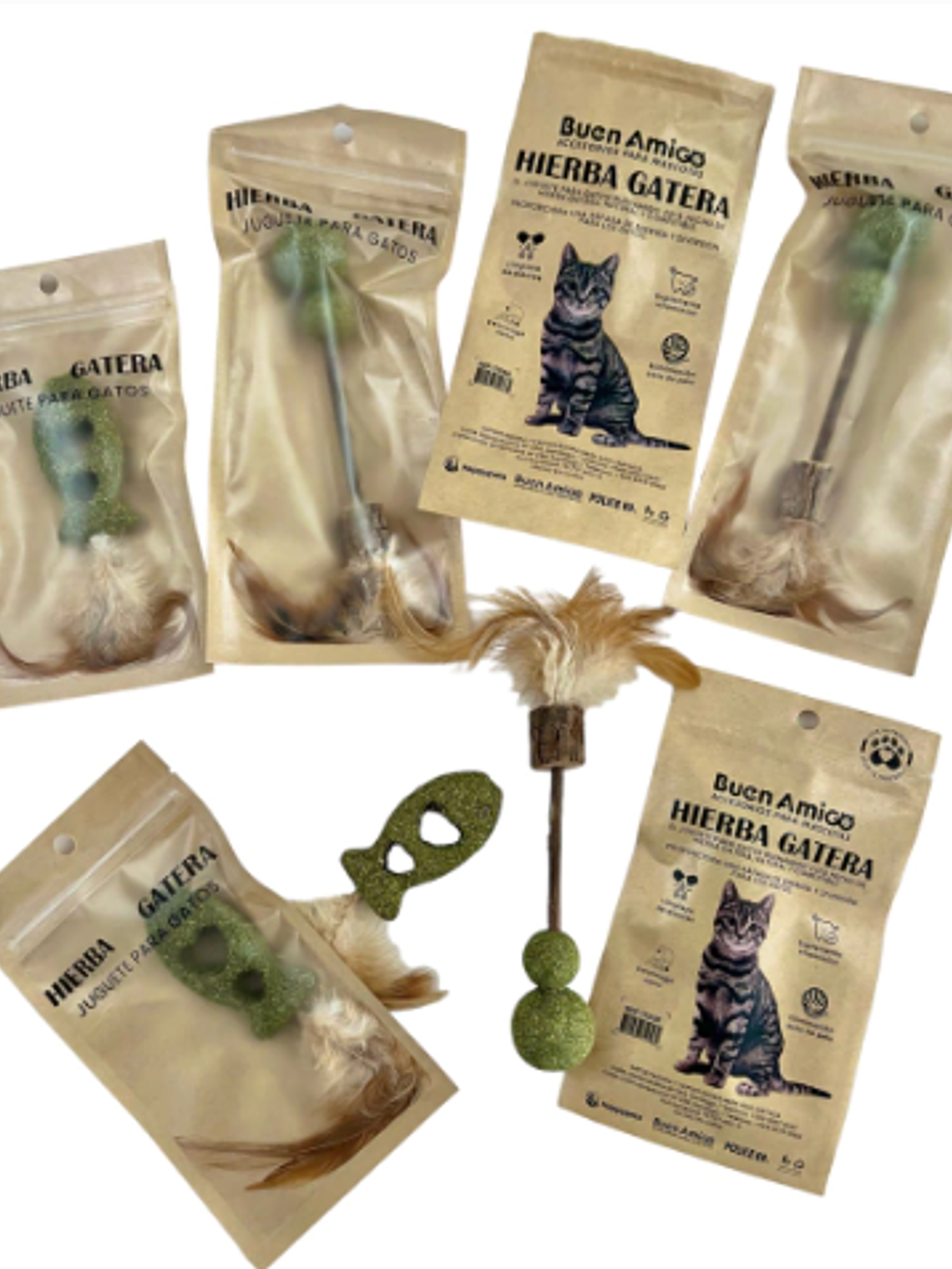 Juguete Catnip Pez corazones con Plumas 3