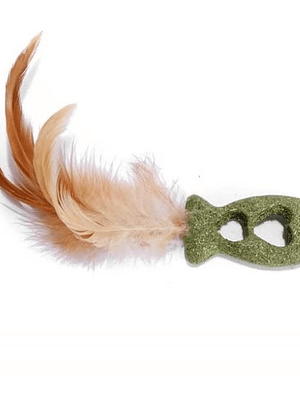 Juguete Catnip Pez corazones con Plumas