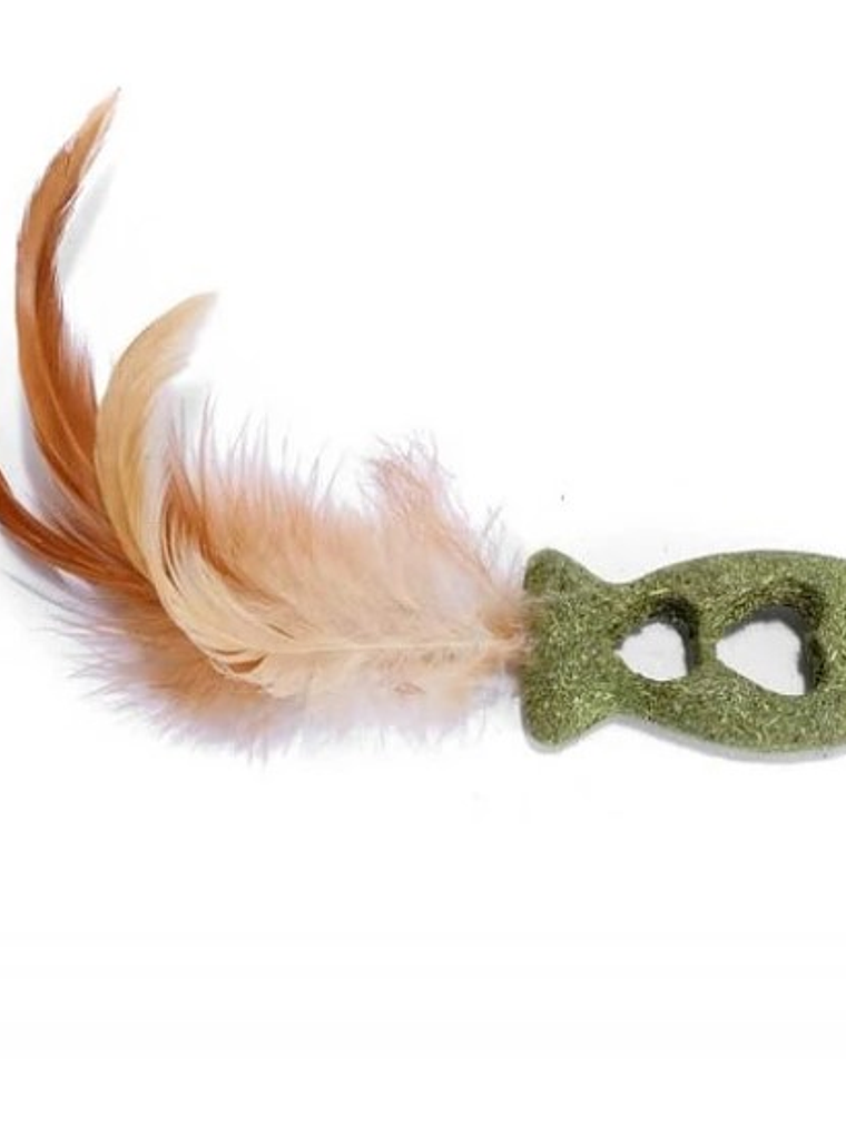 Juguete Catnip Pez corazones con Plumas 1