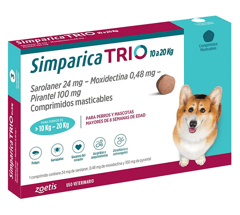 SIMPARICA TRIO PERRO DE 10 A 20 KG 3 COMP
