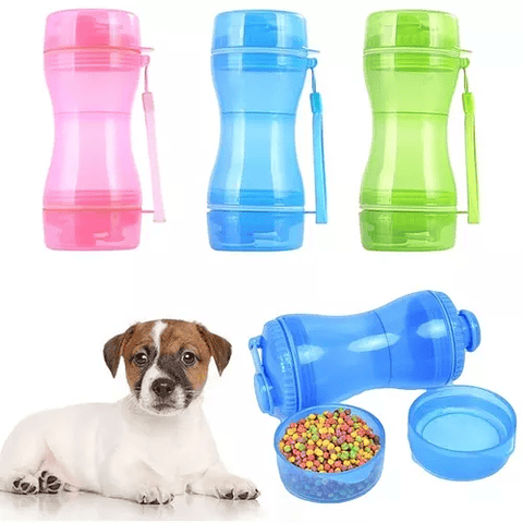 BOTELLA PORTA AGUA Y COMIDA PARA TU MASCOTA