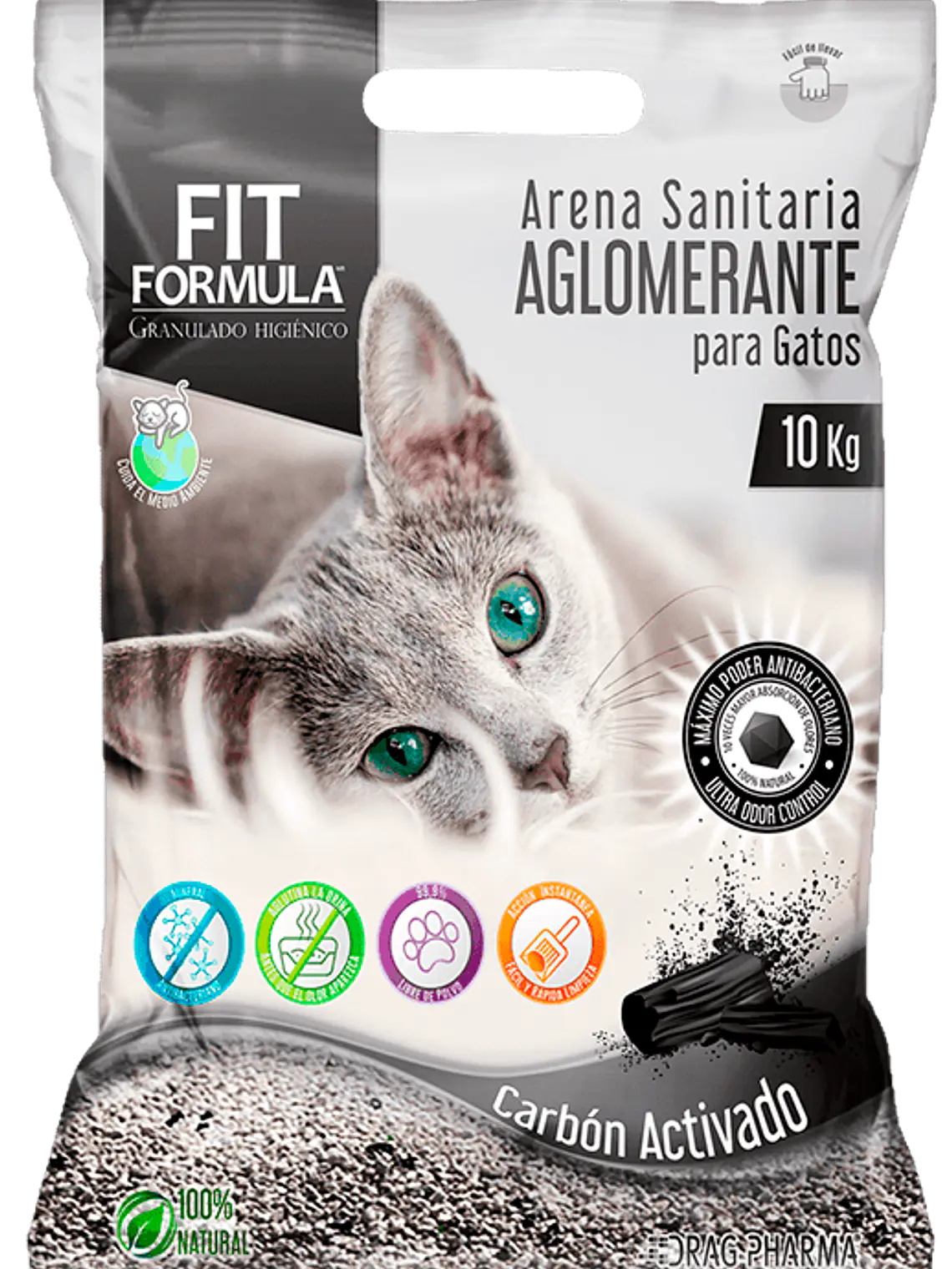 FIT FORMULA ARENA SANITARIA CARBÓN ACTIVADO 10 KG 1