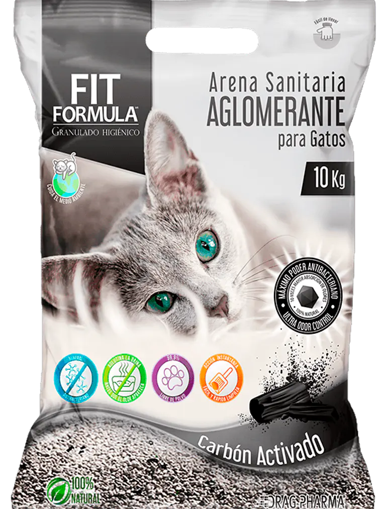 FIT FORMULA ARENA SANITARIA CARBÓN ACTIVADO 10 KG 1