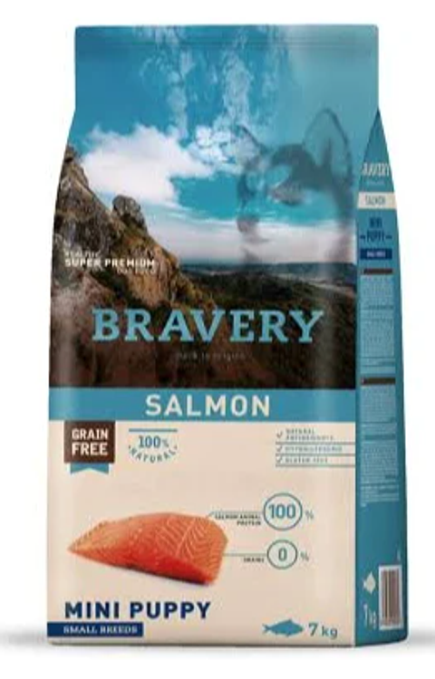 BRAVERY SALMON MINI PUPPY SMALL BREEDS  RAZA PEQUEÑA 7 KG