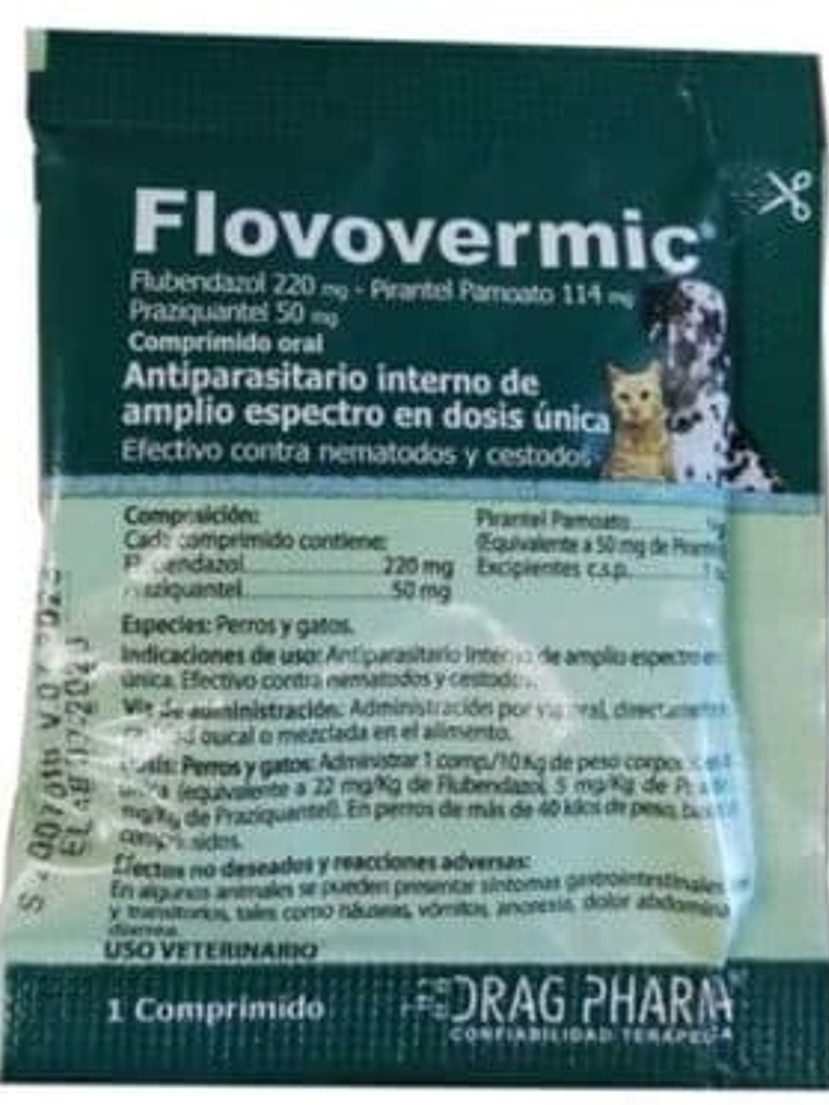 FLOVOVERMIC 1 COMPRIMIDO HASTA 10 KG (UNIDAD) 2