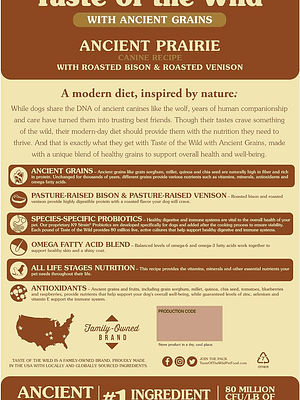 TASTE OF THE WILD PERRO ANCIENT GRAINS TRAIRIE ( BISONTE ) 12,7 KG